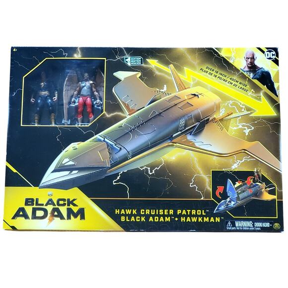 Black Adam Hawkman Hawk Cruiser Patrol Action Figures Over 16-inch First Edition - Picture 1 of 4